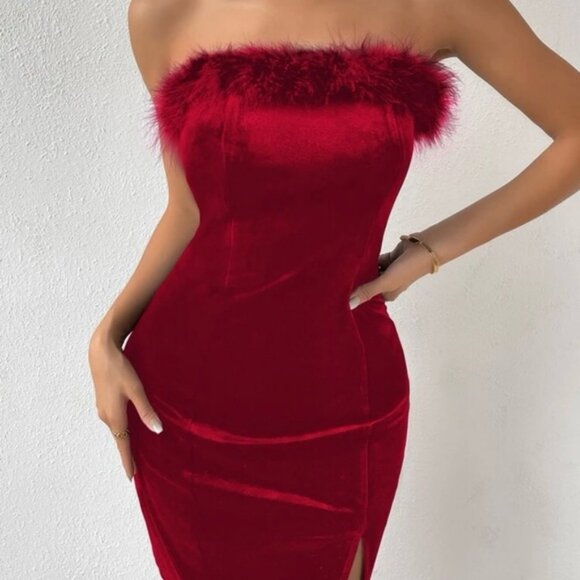 Elegant Red Strapless Dress - Picture 5 of 5